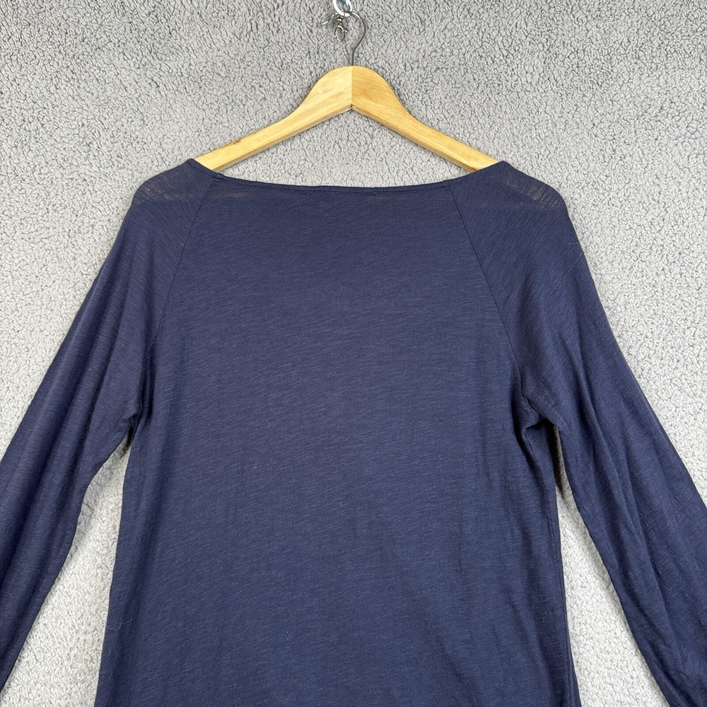 Lucky Brand Tunic Top Womens Size Medium Navy Blue Eyelet 3/4 Sleeve Boat Neck - Picture 6 of 15